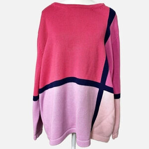 Casual WorkStyles Color Block‎ Pink Sweater